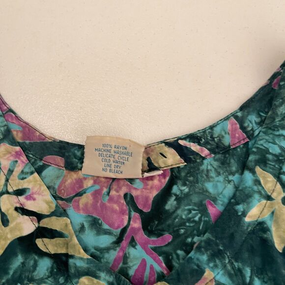 Far Away Dress Women's Large Floral Sleeveless V-Neck Button Resort Midi - Picture 9 of 9